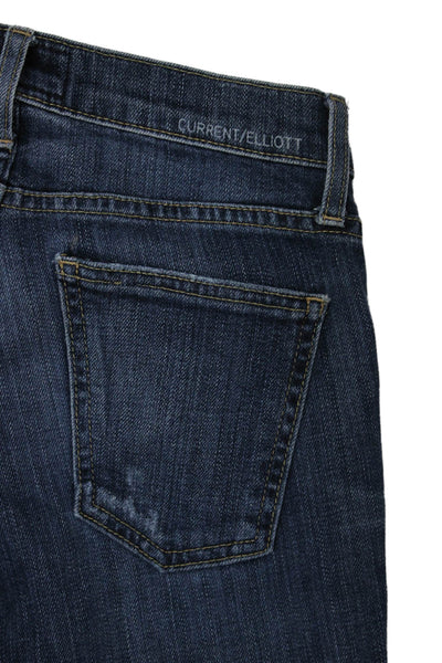Current/Elliott Womens Skinny High Rise Jeans Blue Button Cotton Blend Size 23