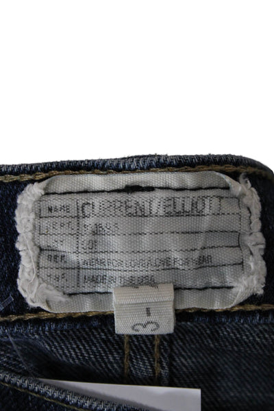 Current/Elliott Womens Skinny High Rise Jeans Blue Button Cotton Blend Size 23