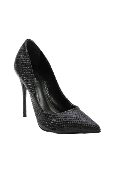 Schutz Womens Embossed Leather High Heels Pumps Shoes Black Size 6.5B