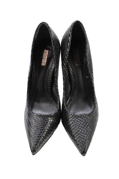 Schutz Womens Embossed Leather High Heels Pumps Shoes Black Size 6.5B
