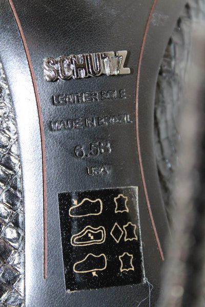 Schutz Womens Embossed Leather High Heels Pumps Shoes Black Size 6.5B