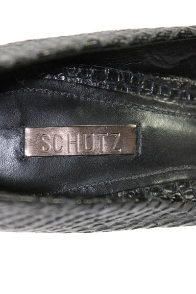 Schutz Womens Embossed Leather High Heels Pumps Shoes Black Size 6.5B