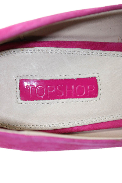 Topshop Womens Suede Pointed Toe Pumps Magenta Pink Size 37 7