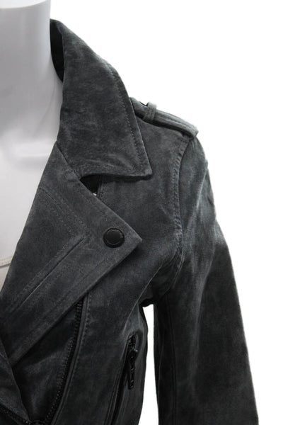 Blank NYC Women Biker Leather Jacket Gray Buckle Long Sleeve Size S