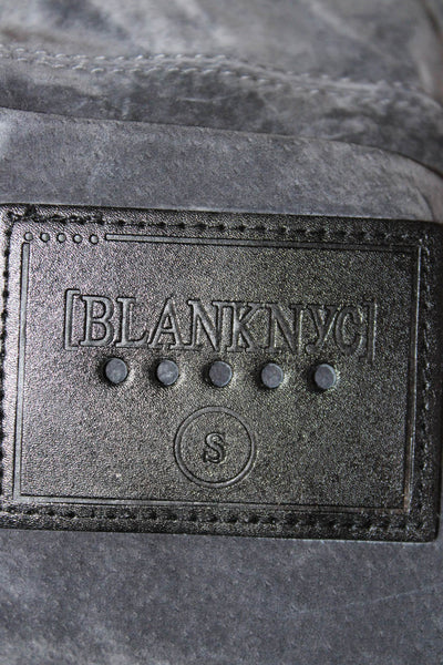 Blank NYC Women Biker Leather Jacket Gray Buckle Long Sleeve Size S