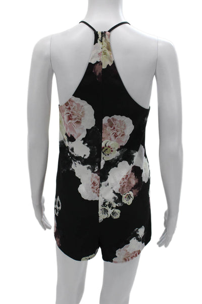 Keepsake Womens Romper Black Halter Floral Polyester Sleeveless Zip Size S