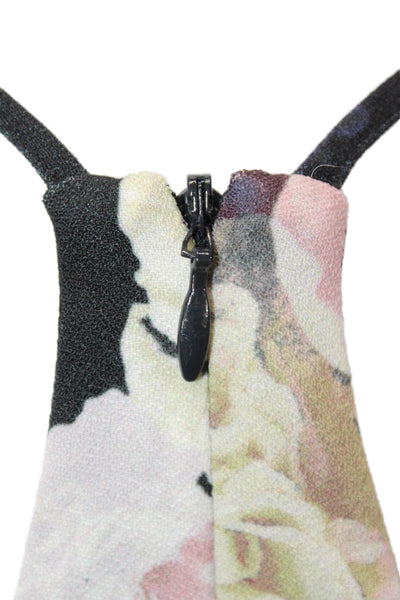 Keepsake Womens Romper Black Halter Floral Polyester Sleeveless Zip Size S