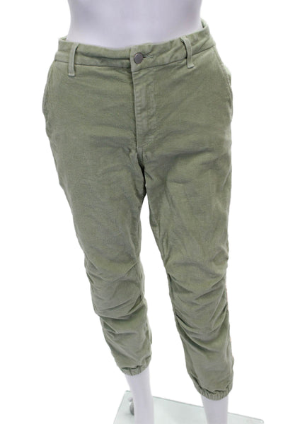 Sundry Womens Jogger Pants Green Cotton Button Closure Size 28
