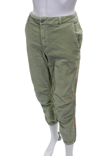 Sundry Womens Jogger Pants Green Cotton Button Closure Size 28