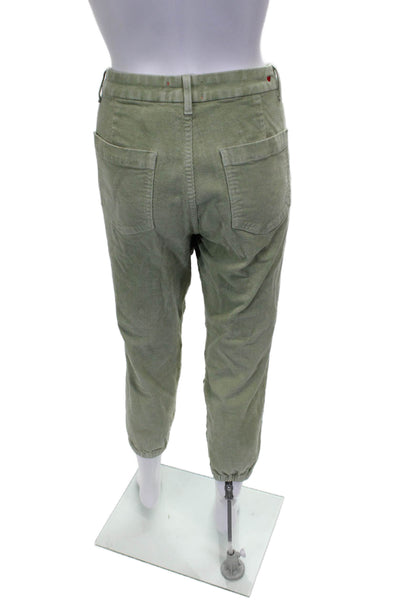 Sundry Womens Jogger Pants Green Cotton Button Closure Size 28