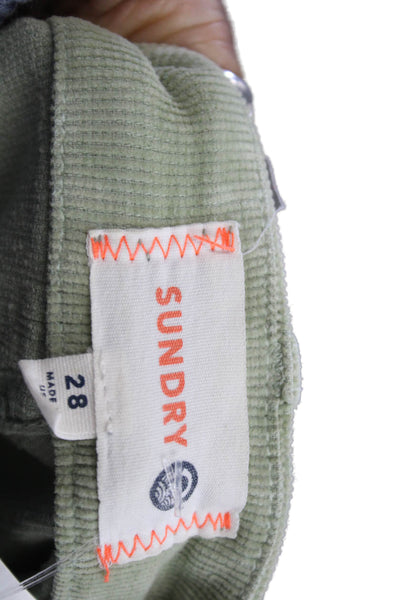 Sundry Womens Jogger Pants Green Cotton Button Closure Size 28