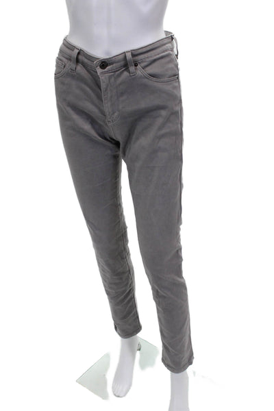 AG Women Skinny Jeans Gray Cotton Mid Rise Button Size 27