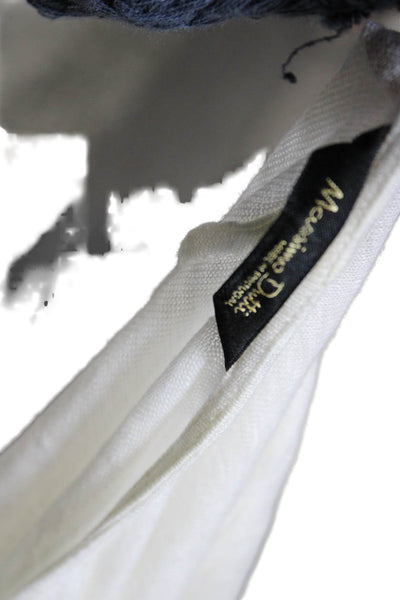 Massimo Dutti Women T-Shirt White Linen Blend V-Neck Short Sleeve Size XS