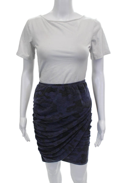 Sundry Women Blue Camouflage Cotton Tulip Skirt Short Pull On Size 2