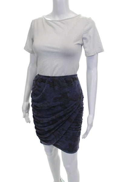 Sundry Women Blue Camouflage Cotton Tulip Skirt Short Pull On Size 2