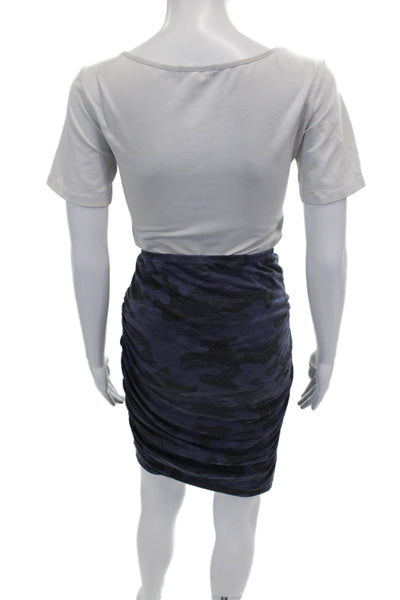 Sundry Women Blue Camouflage Cotton Tulip Skirt Short Pull On Size 2