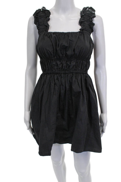 English Factory Womens Black Mini Square Neck Sleeveless Cotton Dress Size S