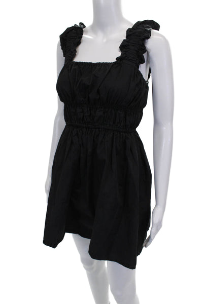 English Factory Womens Black Mini Square Neck Sleeveless Cotton Dress Size S