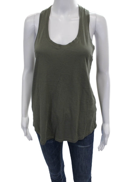 Splendid Womens Basic Sleeveless Scoop Neck Tank Green MicroModal Size M