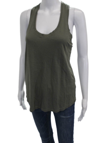 Splendid Womens Basic Sleeveless Scoop Neck Tank Green MicroModal Size M