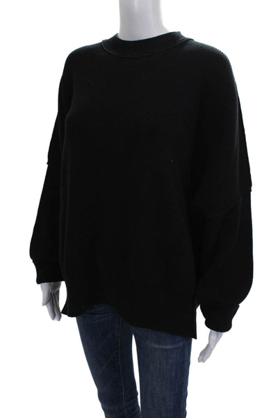 Free People Womens Black Crew Neck Pullover Sweater Long Sleeve Size M