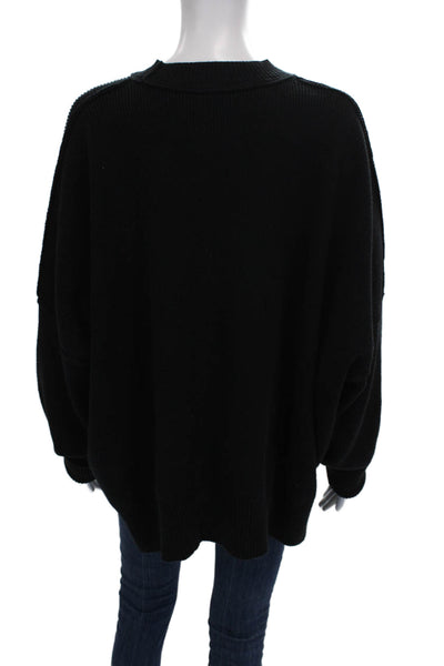 Free People Womens Black Crew Neck Pullover Sweater Long Sleeve Size M