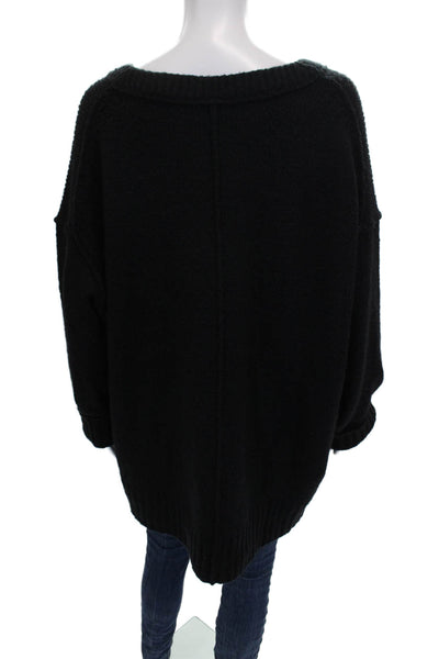 Free People Womens Black V Neck Pullover Sweater 55% Cotton Size M