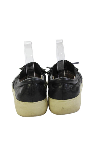 J/Slides Womens Leather Aztec Slide On Sneakers Black Size 7