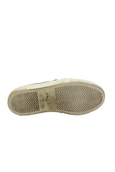 J/Slides Womens Leather Aztec Slide On Sneakers Black Size 7
