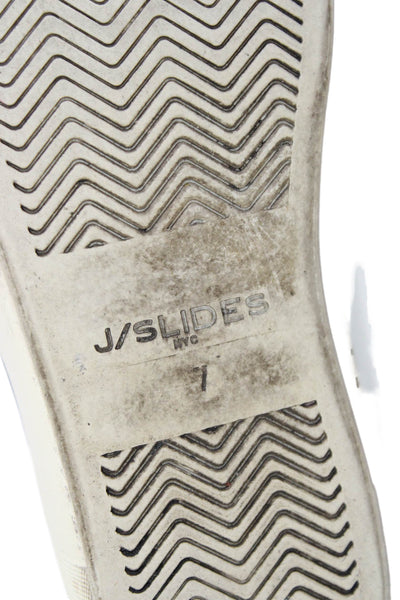 J/Slides Womens Leather Aztec Slide On Sneakers Black Size 7