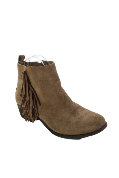 Vince Camuto Womens Suede Fringe Brynn Ankle Boots Brown Size 7 Medium