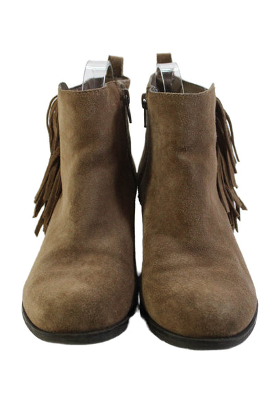 Vince Camuto Womens Suede Fringe Brynn Ankle Boots Brown Size 7 Medium