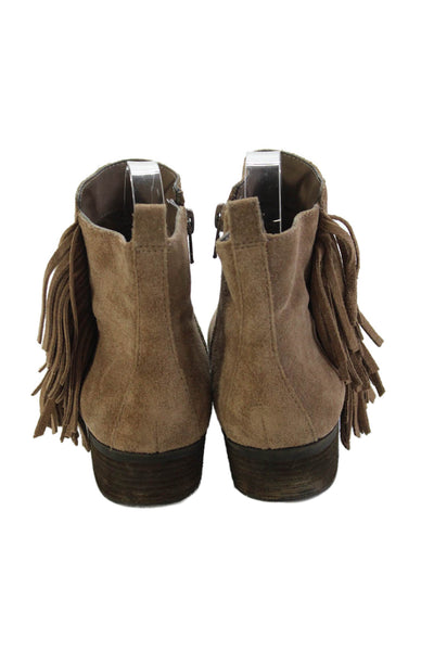 Vince Camuto Womens Suede Fringe Brynn Ankle Boots Brown Size 7 Medium