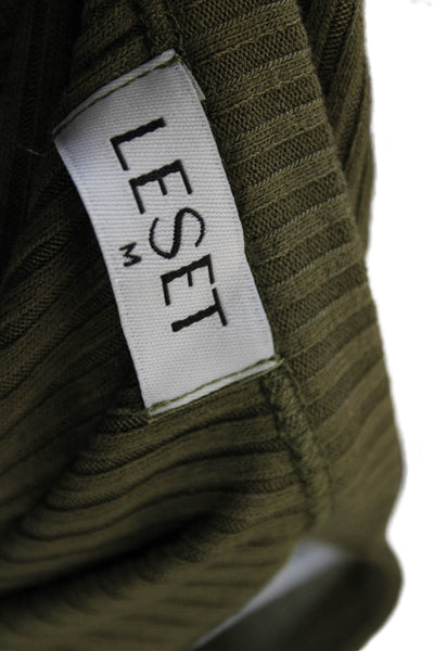 Leset Women Basic Sleeveless Tank Green Viscose Round Neck Size M