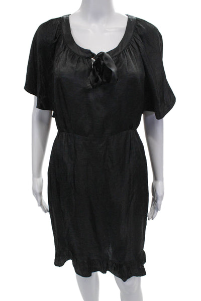 Zimmermann Womens Black Shift Dress Short Sleeve Scoop Neck Acetate Size 0