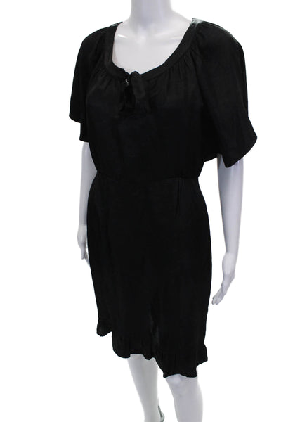 Zimmermann Womens Black Shift Dress Short Sleeve Scoop Neck Acetate Size 0