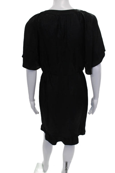 Zimmermann Womens Black Shift Dress Short Sleeve Scoop Neck Acetate Size 0