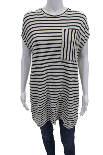 Apiece Apart Women Tunic Ivory Organic Cotton Crew Neck Short Sleeve Size S