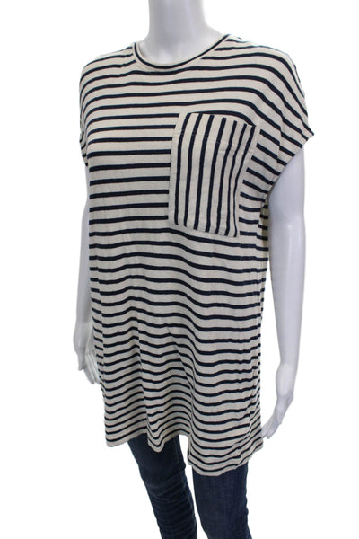 Apiece Apart Women Tunic Ivory Organic Cotton Crew Neck Short Sleeve Size S