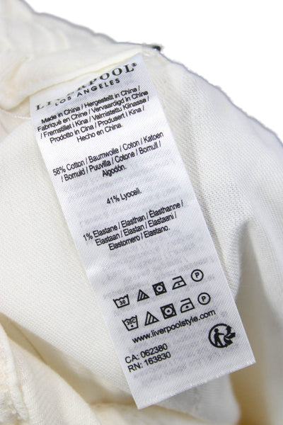 Liverpool Los Angeles Women Cargo Pants Ivory Cotton Drawstring 22in Size 12