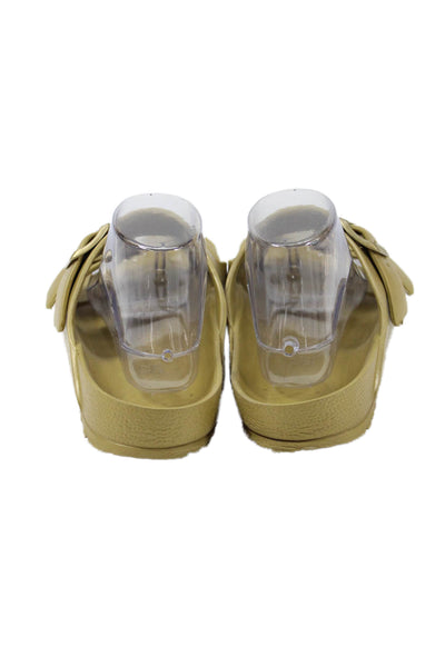 Birkenstock Womens Rubber Double Buckle Slip On Slides Shoes Dark Gold Size 12