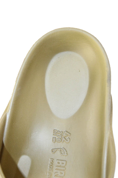 Birkenstock Womens Rubber Double Buckle Slip On Slides Shoes Dark Gold Size 12
