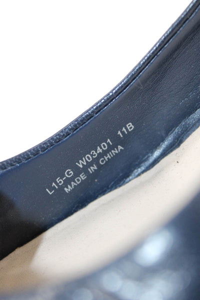 Cole Haan Womens Leather Open Toe Wedge Heels Shoes Navy Blue Size 11B