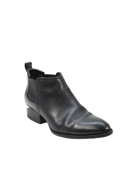 Alexander Wang Womens Leather Medium Block Heels Ankle Boots Shoes Black Sz 7.5