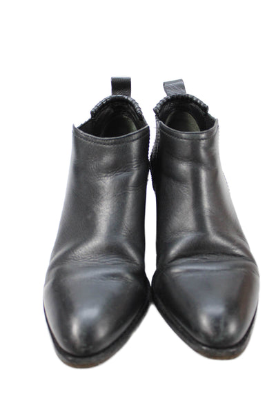 Alexander Wang Womens Leather Medium Block Heels Ankle Boots Shoes Black Sz 7.5