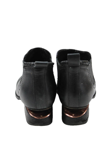 Alexander Wang Womens Leather Medium Block Heels Ankle Boots Shoes Black Sz 7.5