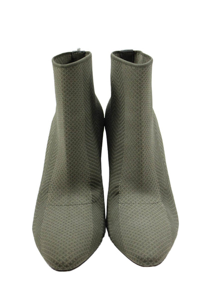 Zara Womens Knitted Metallic Block Heels Ankle Boots Shoes Green Size 9