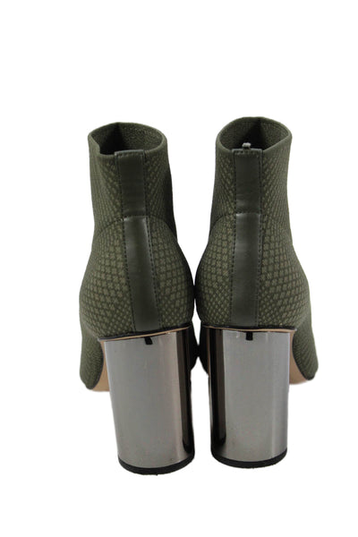 Zara Womens Knitted Metallic Block Heels Ankle Boots Shoes Green Size 9