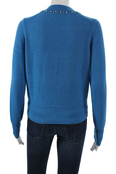 Kate Spade Women Pullover Sweater V-Neck Long Sleeve Blue Acrylic Size XS