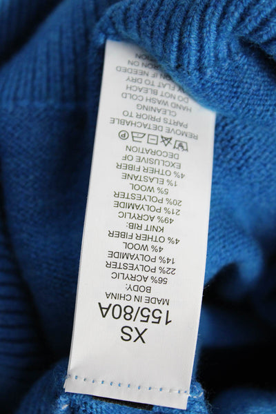 Kate Spade Women Pullover Sweater V-Neck Long Sleeve Blue Acrylic Size XS